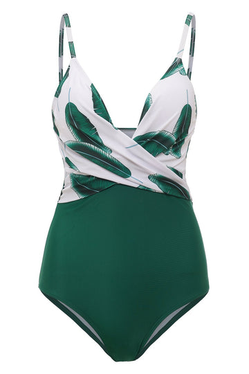 Maillots de bain Banana Leaf Printed Green One Piece